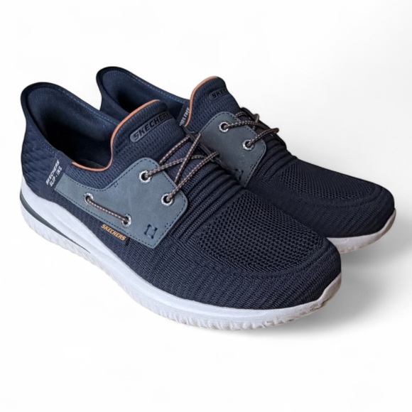 Skechers Delson 3.0 Slip-ins Mens Hands Free Shoes, Navy, 11W - Picture 1 of 9